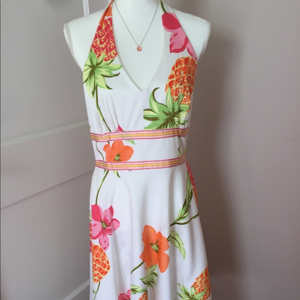 Donna Ricco Tropical Halter Dress Size 10